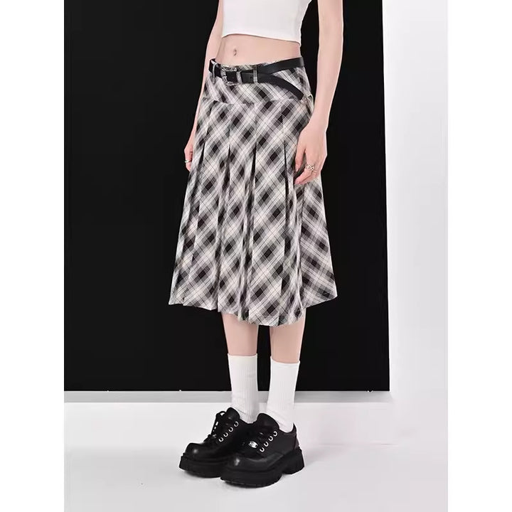 High Waist Slimming Plaid Skirt for Women's