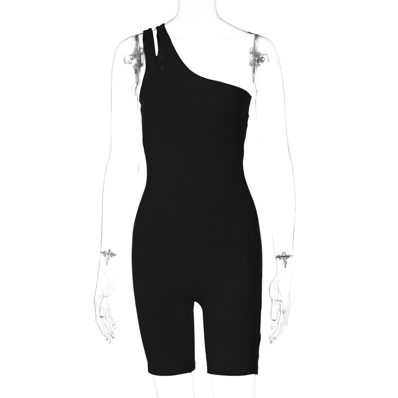 One Shoulder Slim Fit Hip Raise Yoga Jumpsuit