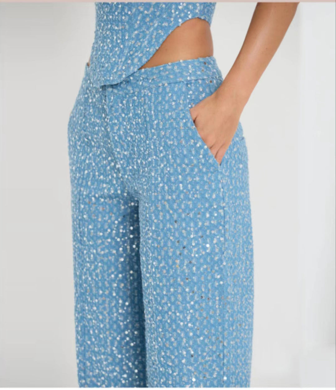 Fashion Tube Top Wide Leg Pants Suit