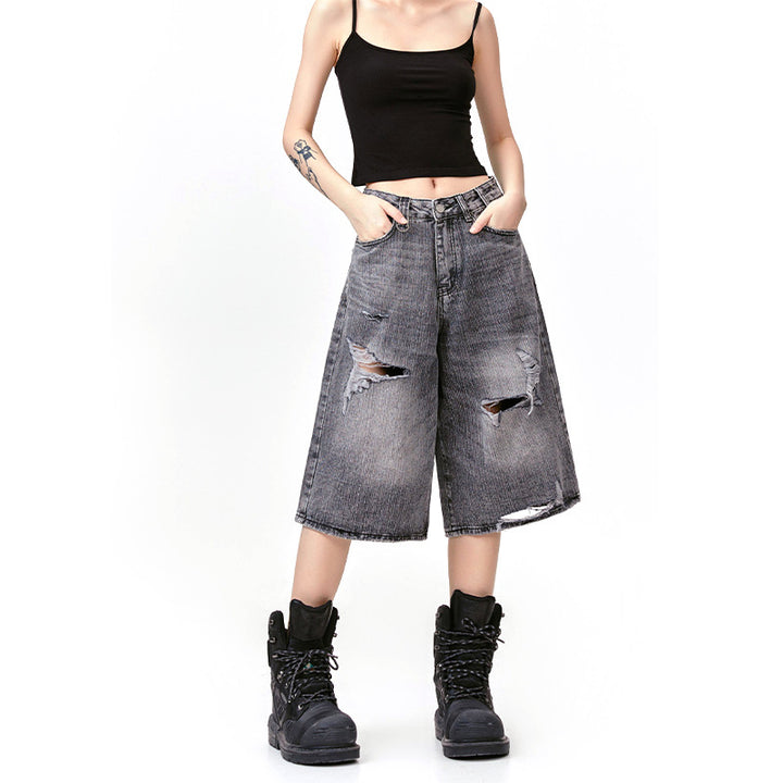 American Wormhole Destruction Punk Rock Cropped Pants