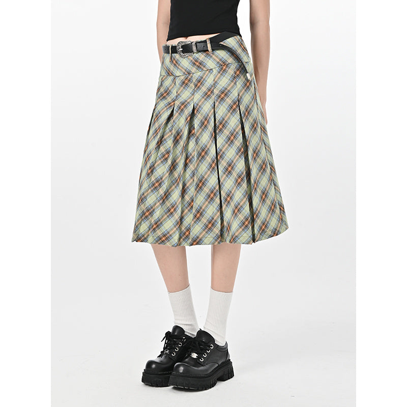 High Waist Slimming Plaid Skirt for Women's