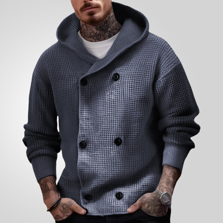 Double Breasted Thickened Hooded Sweater