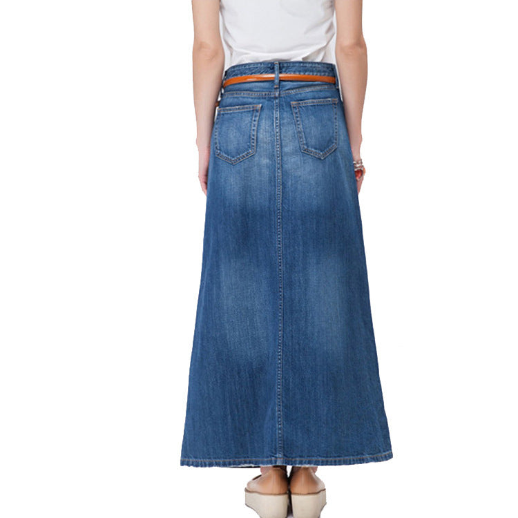 Women's Slimming Mid-length A- Line Denim Skirt